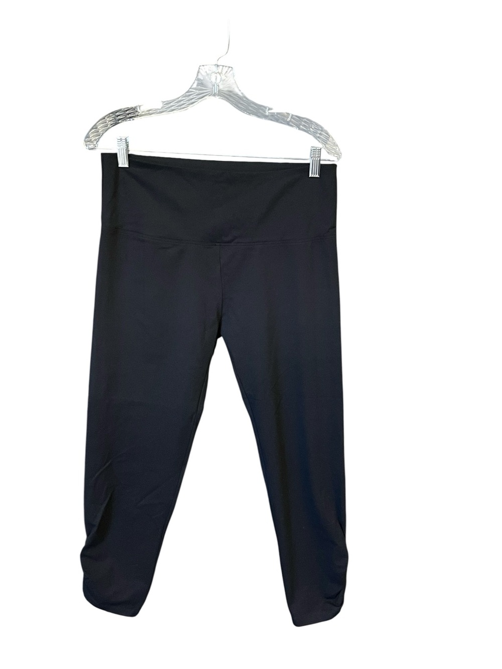 Soft Surroundings Black Ruched Hem Cropped Leggings Capri Pants Women’s Medium